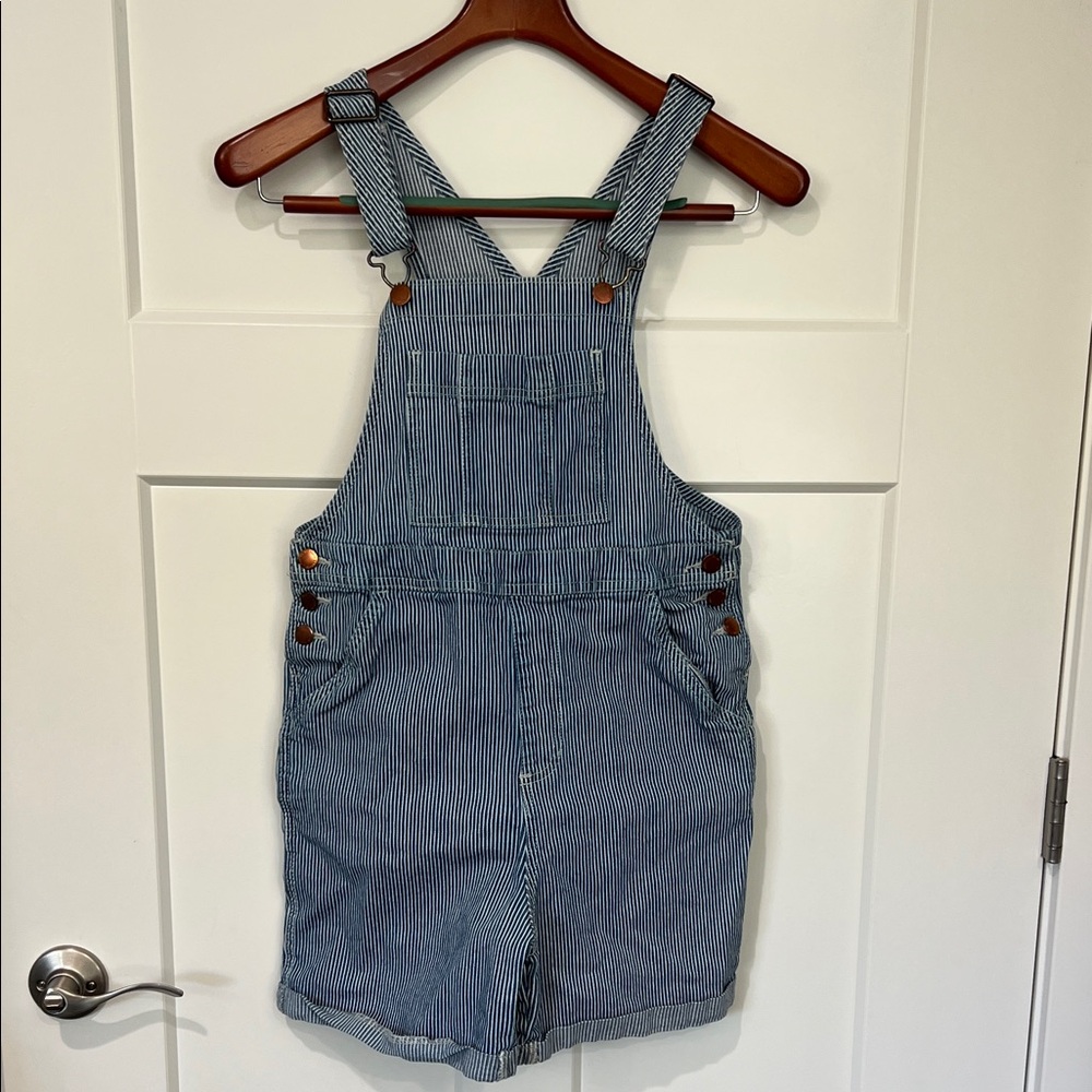 Universal Threads Blue Pinstripe Denim Short Overalls Sz O